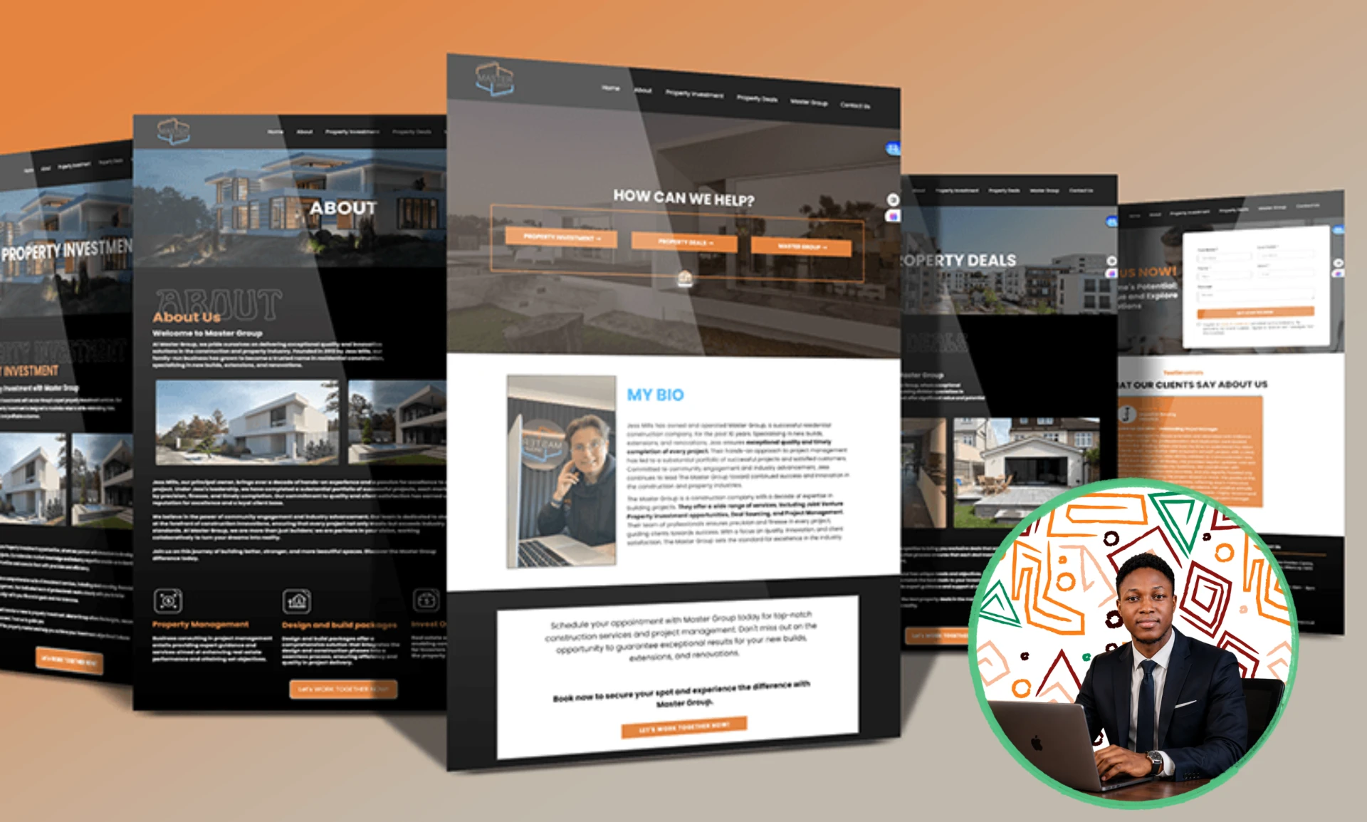 Multi-page property investment website with home, about, deals and contact pages built in GoHighLevel